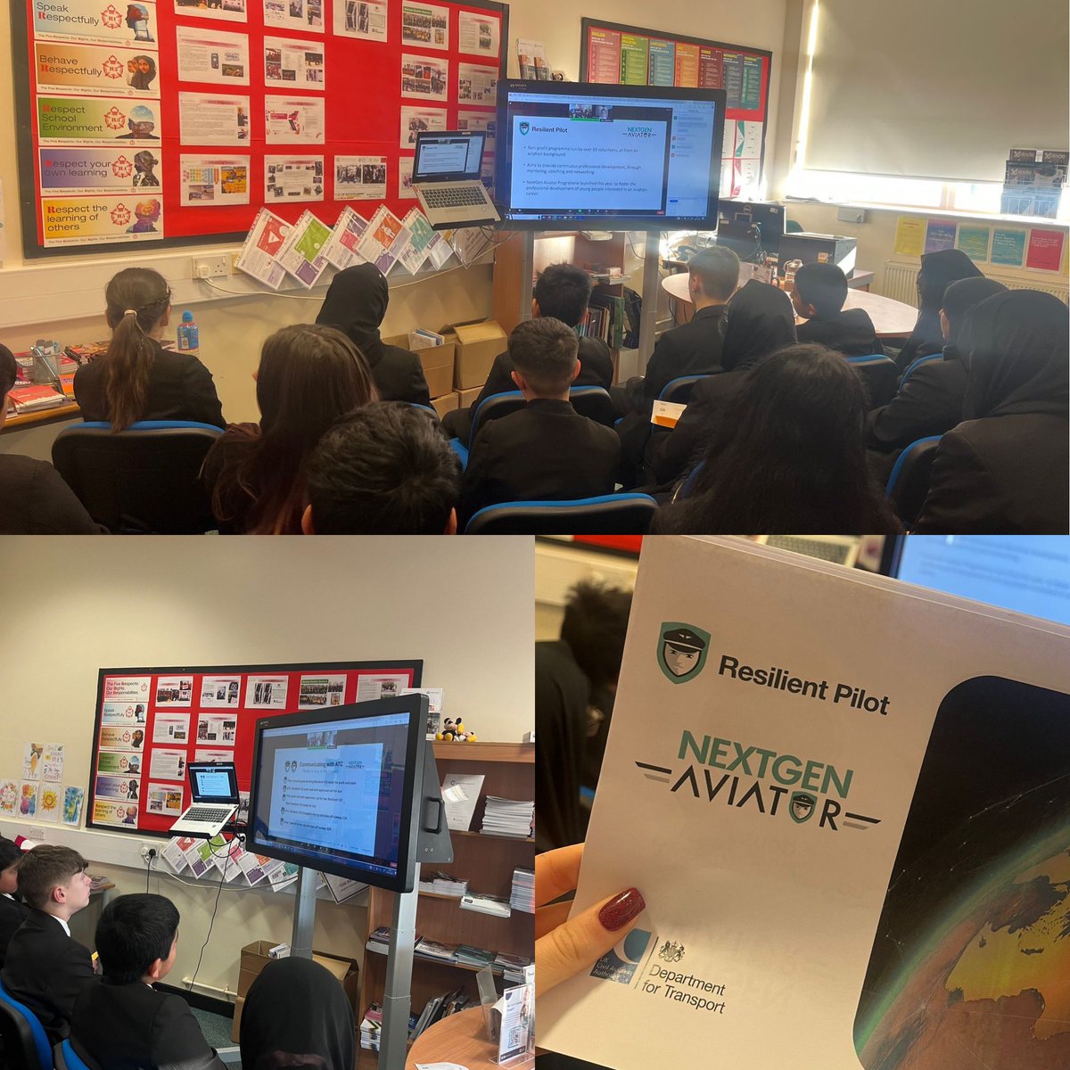 TRSCareers's tweet photo. 💫A fantastic session this afternoon @TheRadclyffe inspiring our Year 8 students through Careers in Aviation💫 #ResilientPilot #NextGen #EncountersWithEmployers @transportgovuk https://t.co/XNHxfhddHX