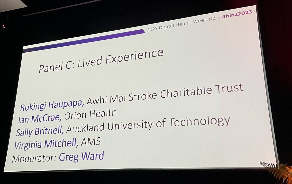 Privileged to be listening to personal experiences of care in the NZ health system with the Lived Experience panel #LivedExperience #hinz2023 #dhwnz23