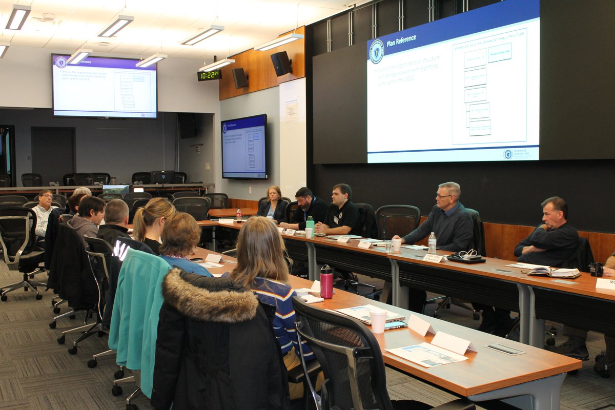 MassEMA's tweet photo. MEMA & partner agencies talked through the response to a winter storm scenario during this weekโs seminar & discussion-based exercise on the stateโs Damage Assessment Coordination Plan. Outcomes will be used to make future improvements & revisions to the plan. #ThisIsEM https://t.co/HvT8hUtNEG