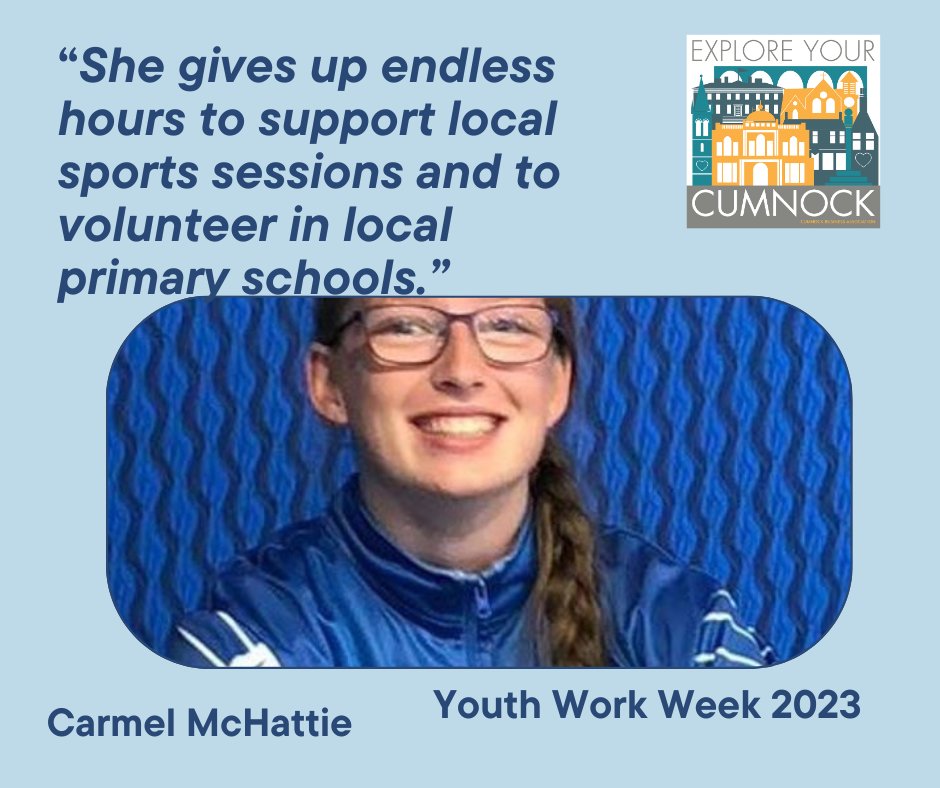 BusinessCumnock's tweet photo. **Youth Work Week 2023**
The next winner in the 16-24 category is Carmel McHattie - a member of the RBA Leadership Academy and a Young Ambassador.
Well done Carmel, we are delighted to recognise the positive contribution of young people in our community.
#exploreyourcumnock https://t.co/eJjFLdjTQC