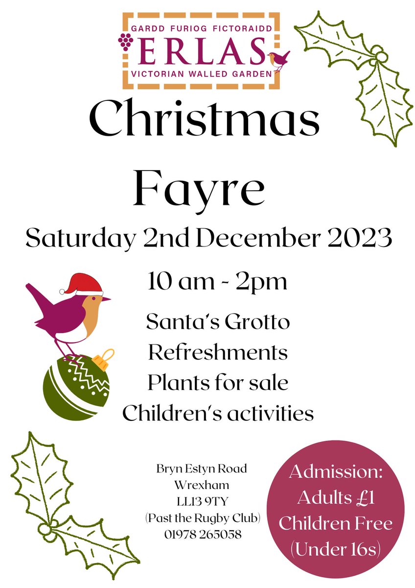 The Erlas Victorian Walled Garden Christmas Fayre is nearly here! This Saturday 2nd December between 10am-2pm. The Erlas Team and Beneficiaries have been busy making Christmas Wreaths and Table Centres, which will be sold at our Christmas Fayre.