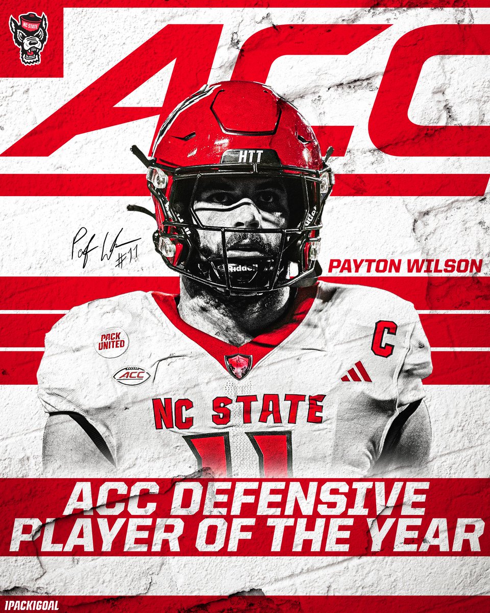 Defensive dominance at its finest! Payton Wilson is your 2023 ACC Defensive Player of the year. #1Pack1Goal