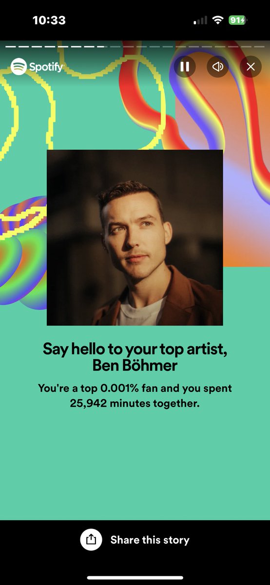RobertCarnitas's tweet photo. I listened to @benbohmermusic for 18 full days in 2023. I’m not slowing down now 🤣🤣#cantstopwontstop
Ben Böhmer is my number 1 artist of 2023. 

#SpotifyWrapped https://t.co/IgFArGYVBU https://t.co/wqQjEl0AIx