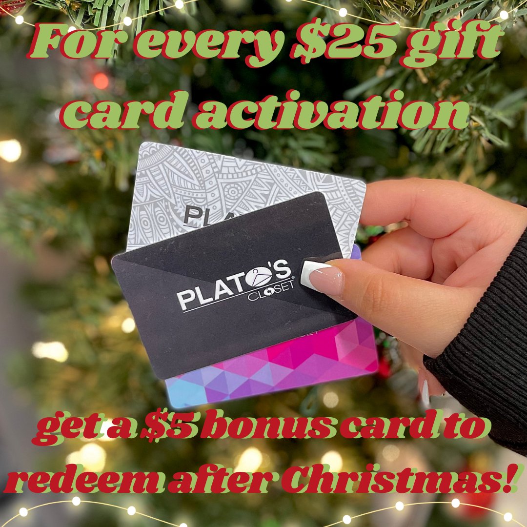 Keep it easy and shop sustainably! ✨ Gift those trendsetting peeps on your list a Plato's Closet gift card this holiday 💌 

#PlatosCloset #GiftCard #Holidays #ShopSustainably #SustainableShopping  #secondhand #locallove #clarksvilletn #gentyused #pcclarksvilletn #shoplocal