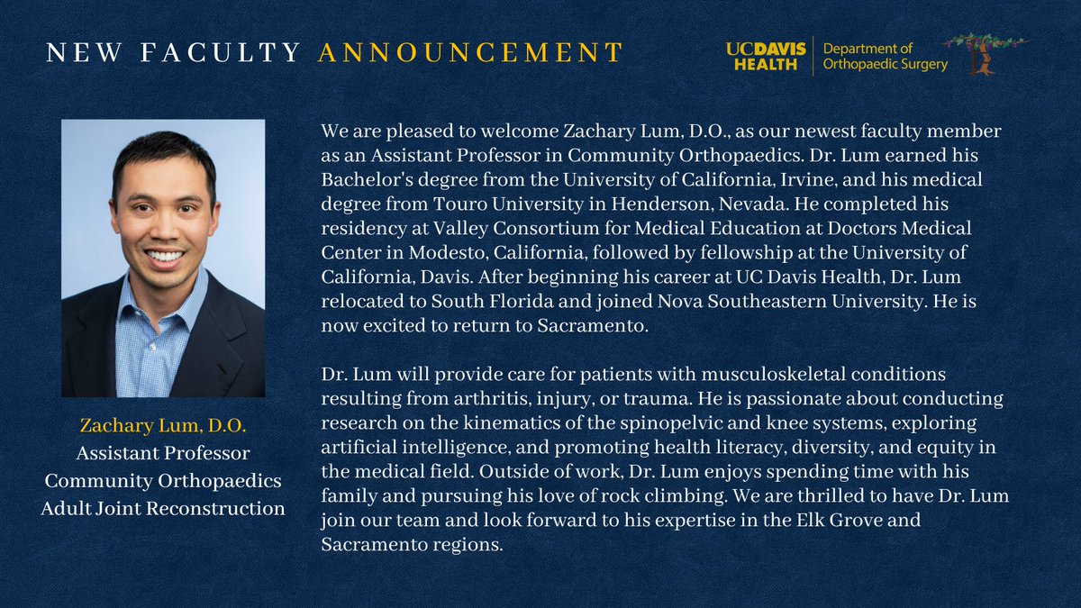 UC Davis Department of Orthopaedic Surgery tweet media