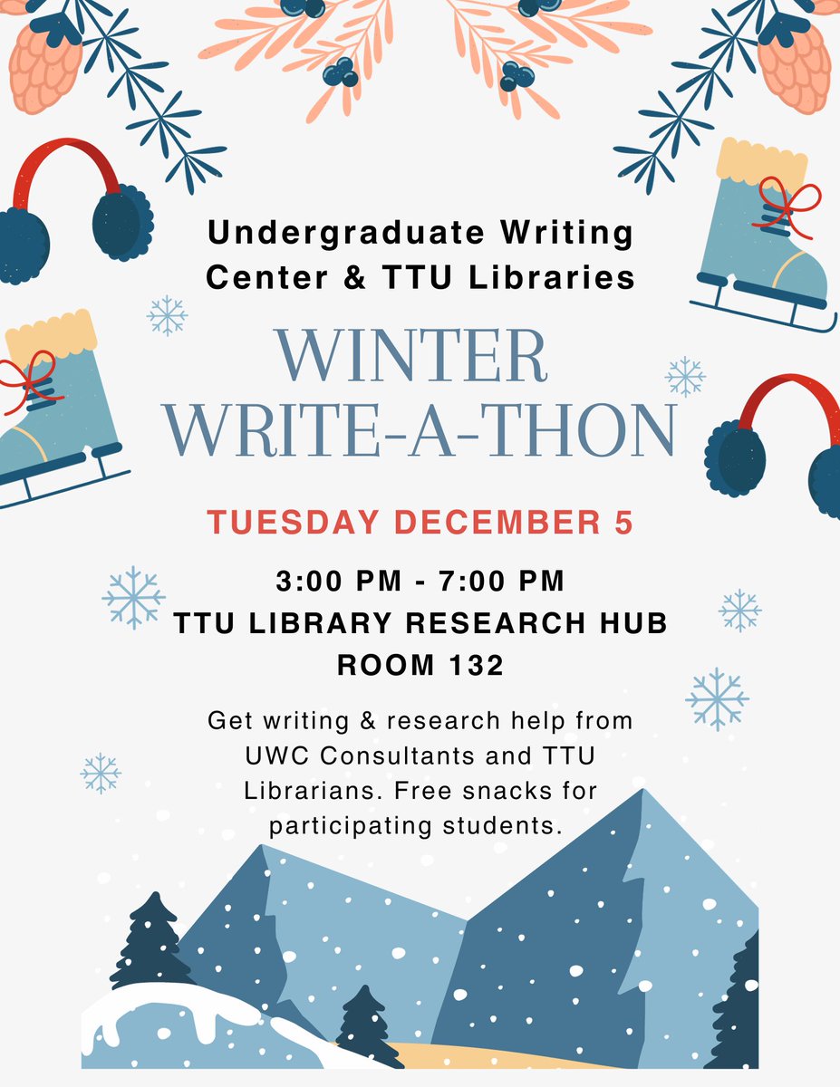 TexasTechLib's tweet photo. Next Tuesday, the @UWC_TTU will be joining us at the Research Hub for a Write-A-Thon. There is no better time to get research and writing help in one stop! https://t.co/jmiuDG4YnN