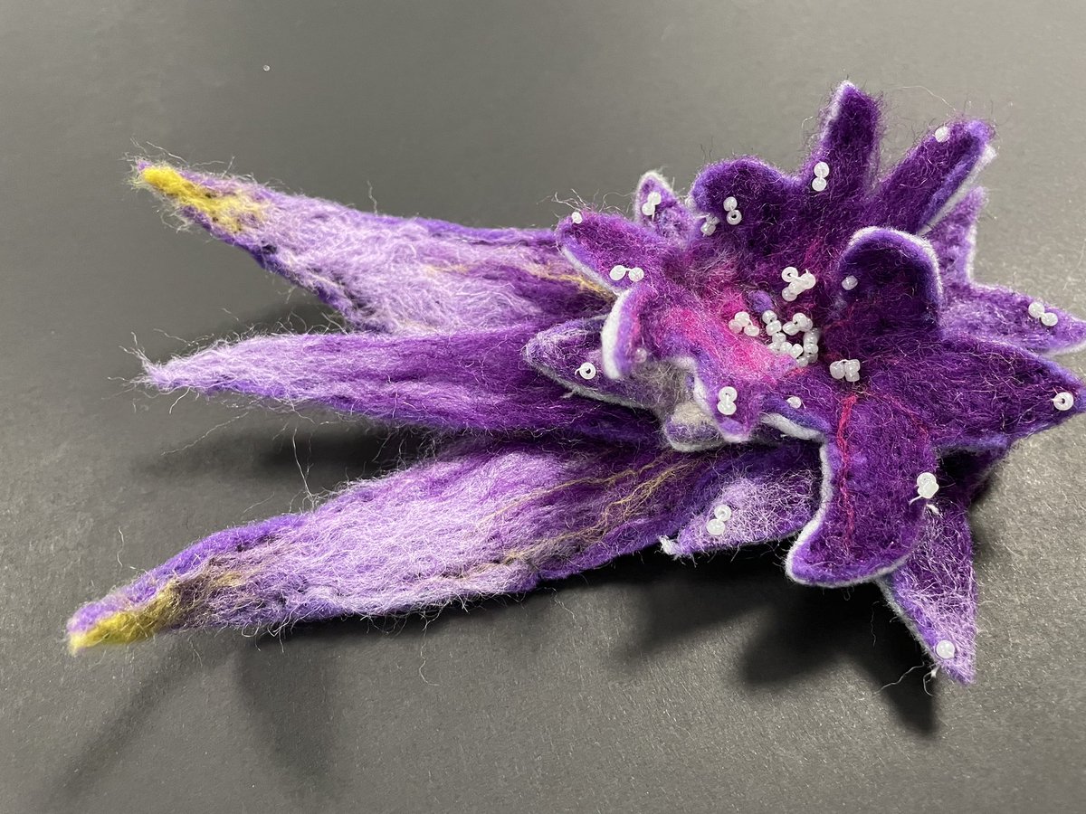 LHSArtandDesign's tweet photo. Beautiful delicate ombré effect felted corsage from Bethany  #botanical @cogcjewellery @S5LHSYT @AmandaFelting https://t.co/CjXCu0nZri