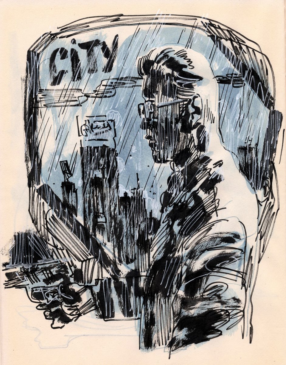 City Lights - pen and watercolor

#filipeabranches_art #StrangeWorld #umbra_comics #conceptart #pulpfiction #thriller #movienight #lastsession #Crime