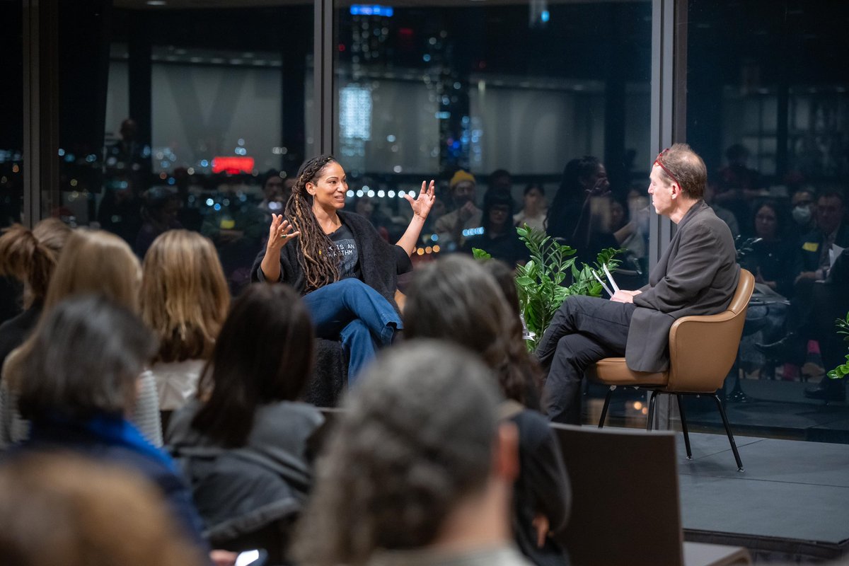 Thank you so much to all who joined us last week for a fascinating and timely fireside chat with Ruha Benjamin and Paul Holdengräber. Their conversation on ethics and AI shed light on some of the pressing issues explored by artists across “What Models Make Worlds.”
