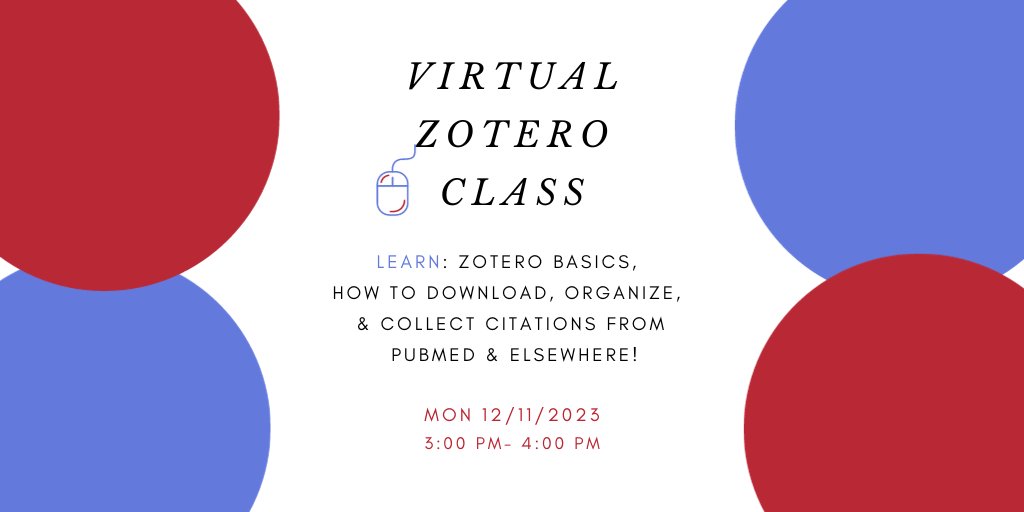 Please join #BrighamBEI for a Virtual @zotero Class with Medical Librarian, @susan_warthman on Mon, 12/11/23, 3-4PM @BrighamWomens @BrighamEndo @BWHRadEdu #MedEd #MedTwitter Register here: bit.ly/v-zotero-2023