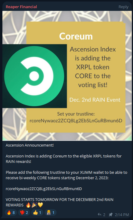 Capital_Revival's tweet photo. Don't forget to add your $Core Trustline for the $ASC Rain! https://t.co/oTJUSI48Wt