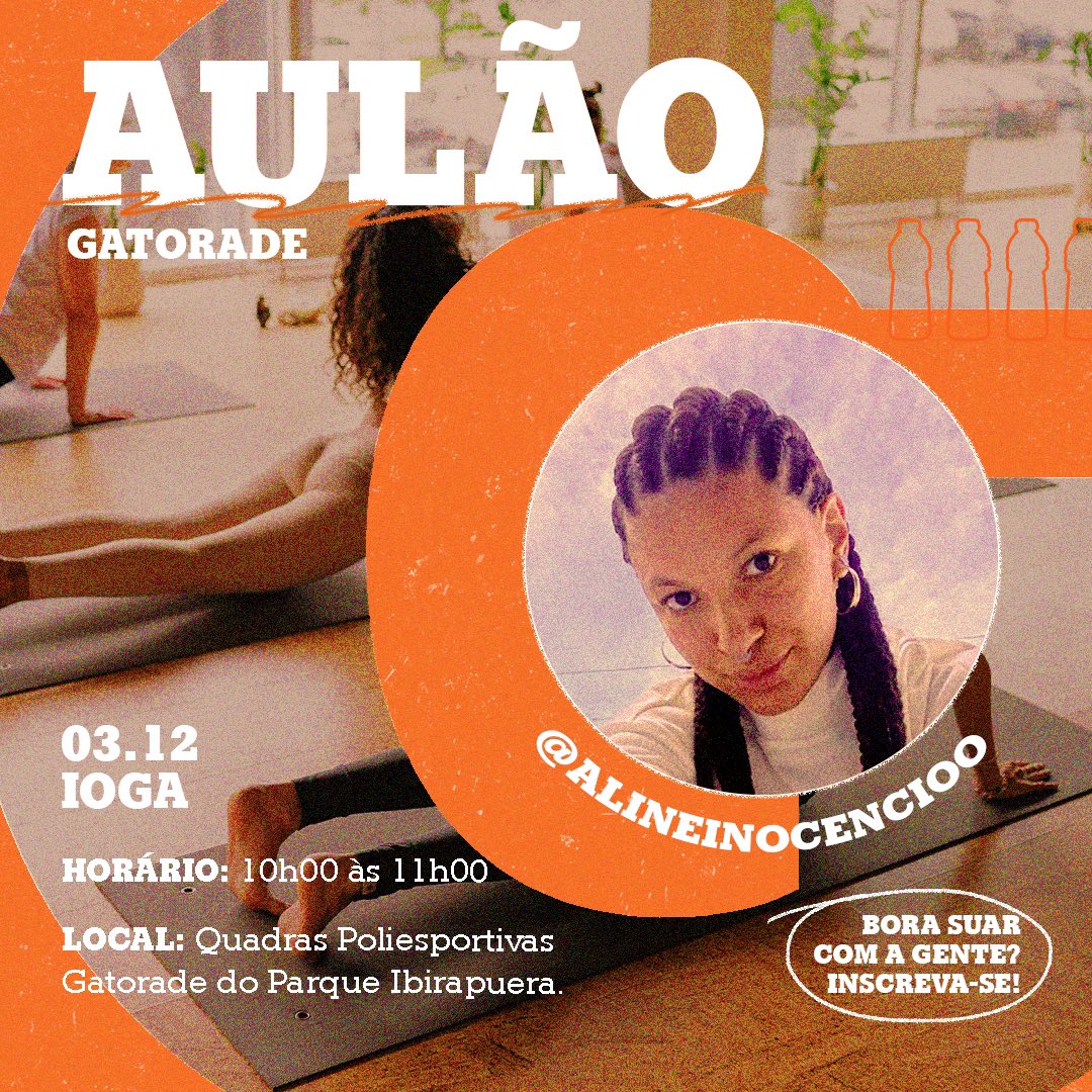 A temporada dos Aulões está de volta ⚡! Esse sábado teremos funcional para suar bastante com a Poliana e aula de Ioga bem no mood do domingão com a Aline. Lembrando que é pra todo mundo, é só se inscrever no link: sympla.com.br/produtor/auloe… #SuaQueDá