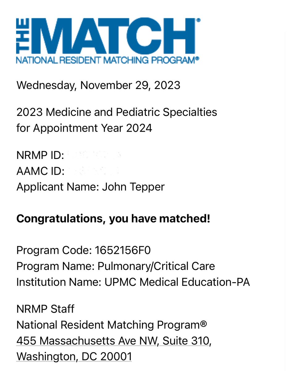 Thrilled to announce that I have matched to University of Pittsburgh as a pulmonary and critical care fellow! Excited to join the @PACCM_fellows family