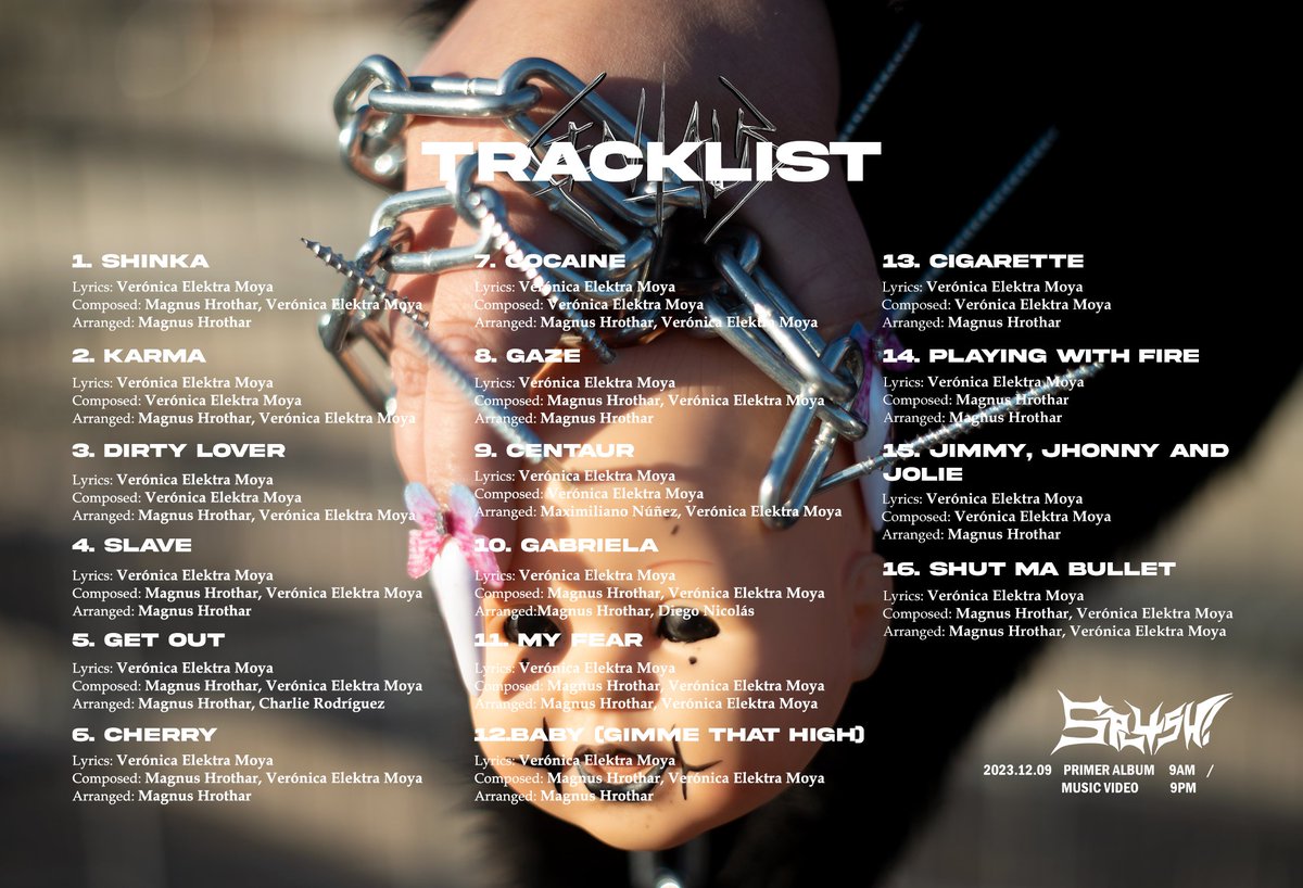 Spl4sh's tweet image. #TRACKLIST de Centaur💿

the Album ⛓ ᴄᴇɴᴛᴀᴜʀ ⛓ is coming out
✖️2023.12.09 • 9 AM +
Shinka Music Video 9 PM✖️

Fotografía por ReporteroenChalas
Uñas por NailxMel

#firstalbum