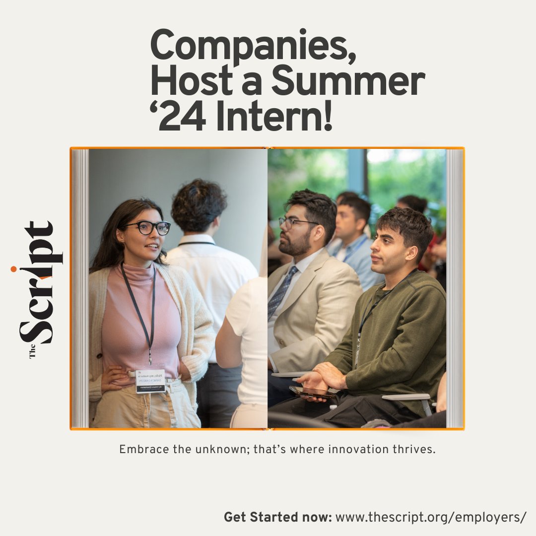 📢Calling Portland Metro and Southern Oregon area companies! 🚀⏳ Secure your partnership for the 2024 year now. Act fast by submitting an interest form to get all the details: thescript.org/employers/comp… Discover the opportunity to host an intern at your business next summer!