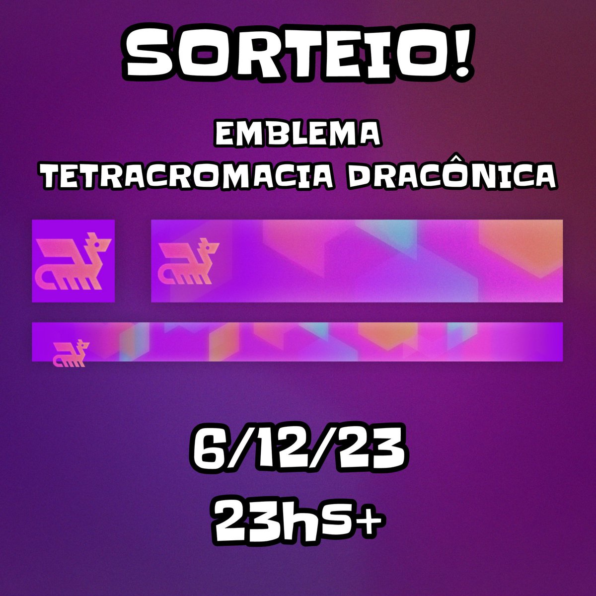 Ó quem voltou?!

Isso mesmo! Tem sorteio na área! E é o novíssimo Tetracromacia Dracônica.

Para participar:
🍀 Seguir <a href="/detestiny/">detestiny</a> e <a href="/destinygameBR/">Destiny 2 BR</a>;
🍀 Like e RT nesse post;
🍀 Marcar um amigo.

⚠️Importante: A Bungie forneceu o código do emblema. No entanto, esse sorteio é