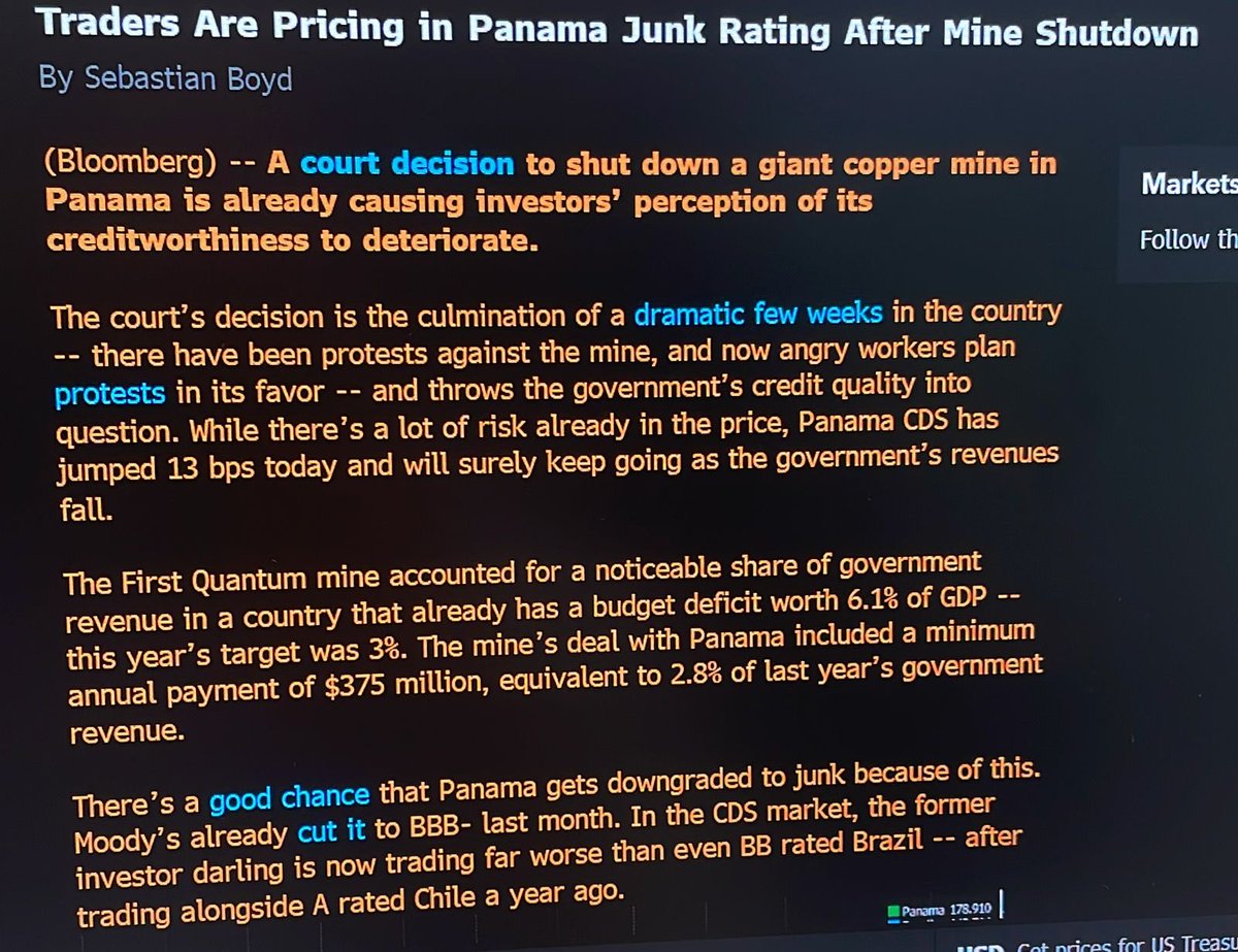 Los mercados usualmente se adelantan a los hechos. Ya los corredores de bolsa estan transando la deuda de Panamá a tasas por debajo de grado de inversión. En aprox 2 años, los préstamos costarán mas dinero.