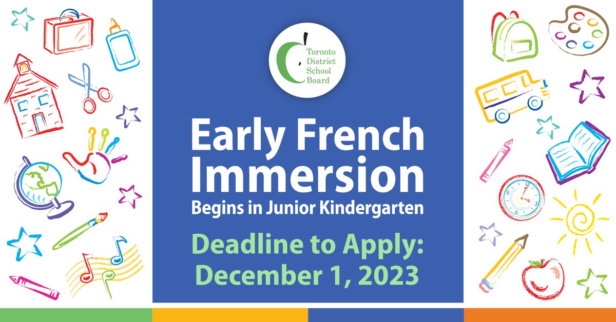 📢 Only 2 days left! The deadline for applications for the Early French Immersion program is approaching fast. All on-time applicants are guaranteed a spot in the program. Apply now: tdsb.on.ca/pars
