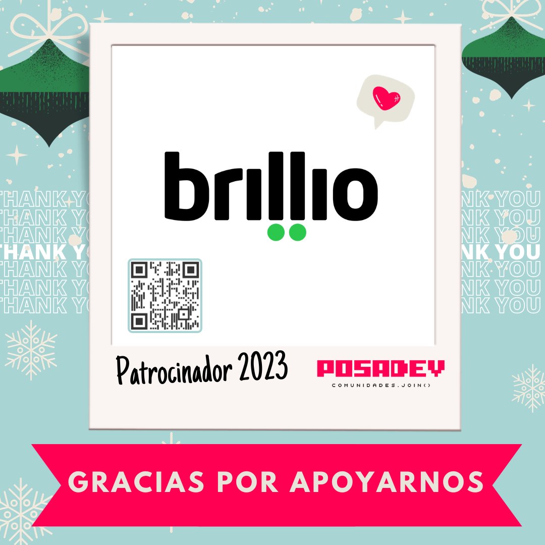 posadev's tweet image. Jojo 🎅 Se nos acerca ya la fecha y los sponsors que quieren acompañarnos no paran de aparecer como 🎁 regalos bajo el arbol. 
Gracias a @BrillioGlobal por ser parte de #PosaDev2023 y patrocinar esta edicion 🎄