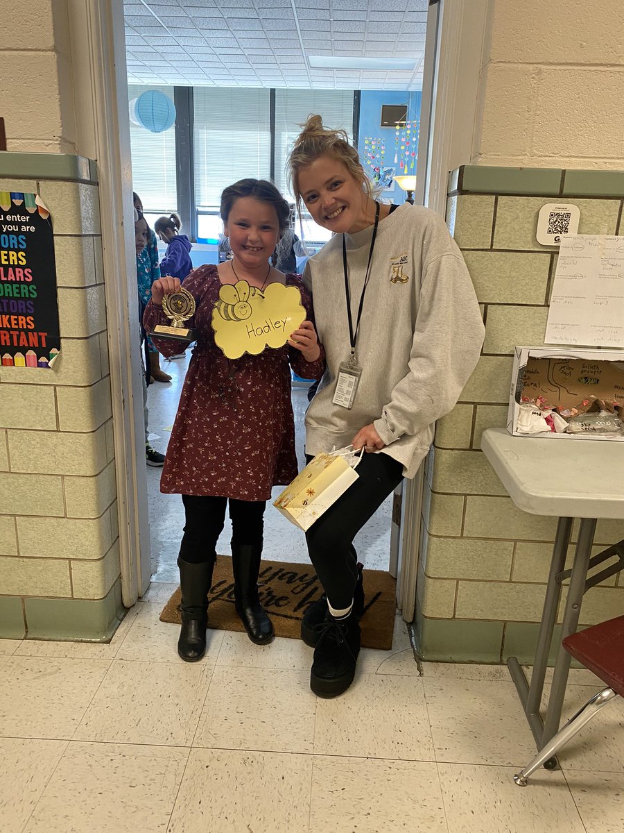 srboehling's tweet photo. She never ceases to amaze me! Congratulations to Hadley for winning our school spelling bee!!!🐝🤍 i am so proud of your determination and hard work! @GES_lions https://t.co/uggA1Adu48