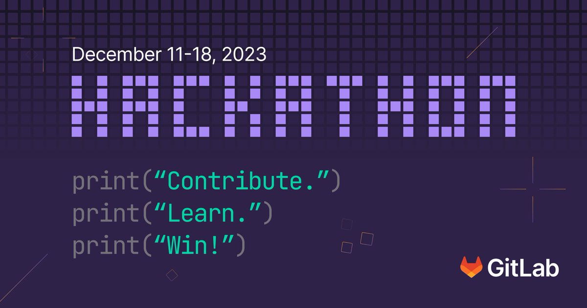 The next <a href="/gitlab/">🦊 GitLab</a> #hackathon starts Monday, December 11th 🦊 about.gitlab.com/community/hack…
Come join our awesome community: discord.gg/gitlab where we'll be more than happy to guide you!
What's more- we'll send a bunch of swag and plant a bunch of trees at the end of it! 🌴