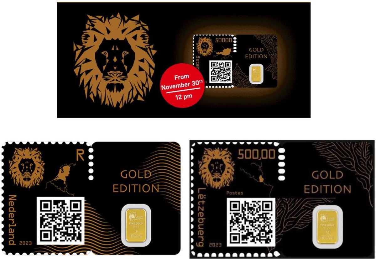 Open your wallet... and good luck #crypto #stamp 3 x 500 € for golden small  edition 555 for Austria, 333 for Luxembourg and 111 for Netherlands Post  website: https://t.co/B1n9b1h1lL https://t.co/V9c54JXn3f  https://t.co/Qc5jy1Wgxp #NFT #
