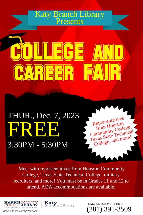 KatyLibrary's tweet image. #katybranchlibrary #katytx #katyteens #collegeandcareerfair #hcpl #hcplteens