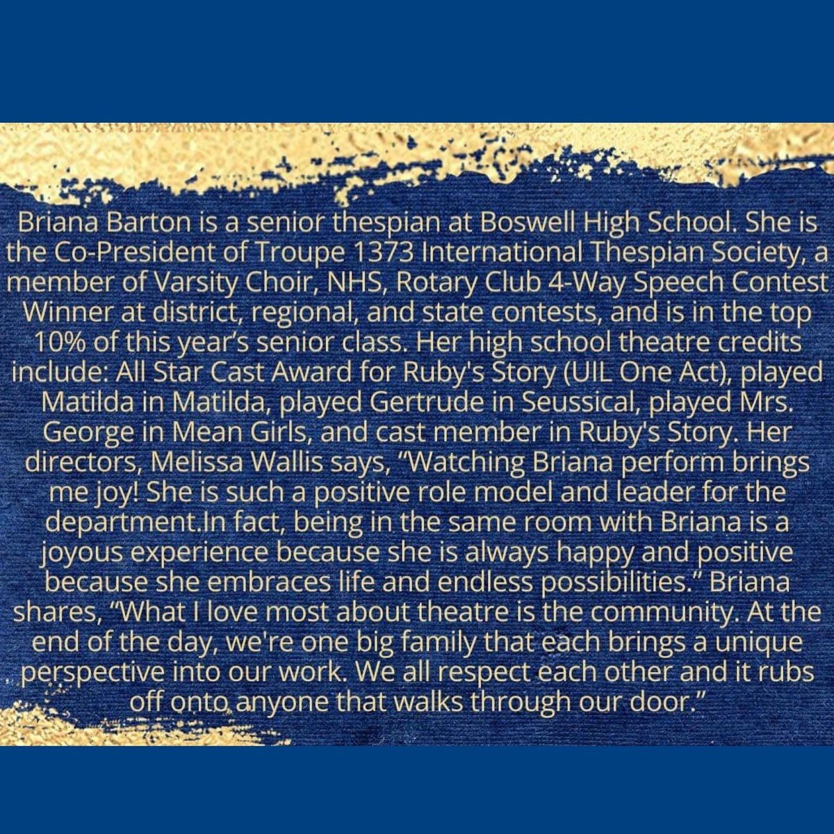 GO VOTE BRIANA BARTON FINE ARTS STUDENT OF THE MONTH!

forms.office.com/pages/response…