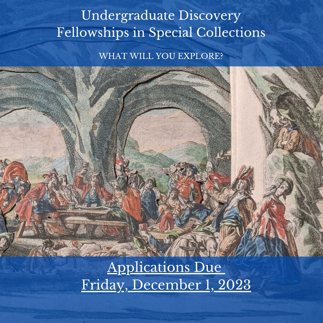 Research with us this Spring (and get paid)! 
Applications are due this Friday for our Discovery Fellowships. These short fellowships are meant to introduce new students to research in an area of their choice, mentored by a curator.

Apply at ufl.libwizard.com/f/Undergraduat…