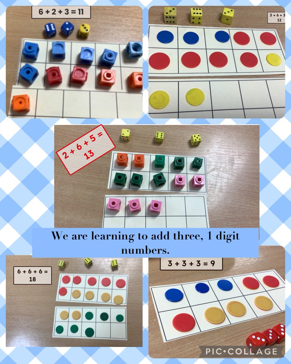 Year 2 have been using equipment to add three, 1 digit numbers to celebrate #NoPensWednesday #NoPensDay @StJosephStBede #sjsbMaths @SpeechAndLangUK #DyslexiaFriendly