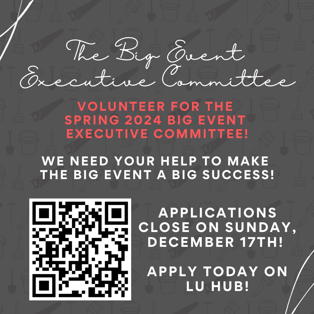 LU_BigEvent's tweet image. Apply today to join the Executive Committee! 

cglink.me/2eY/s93949