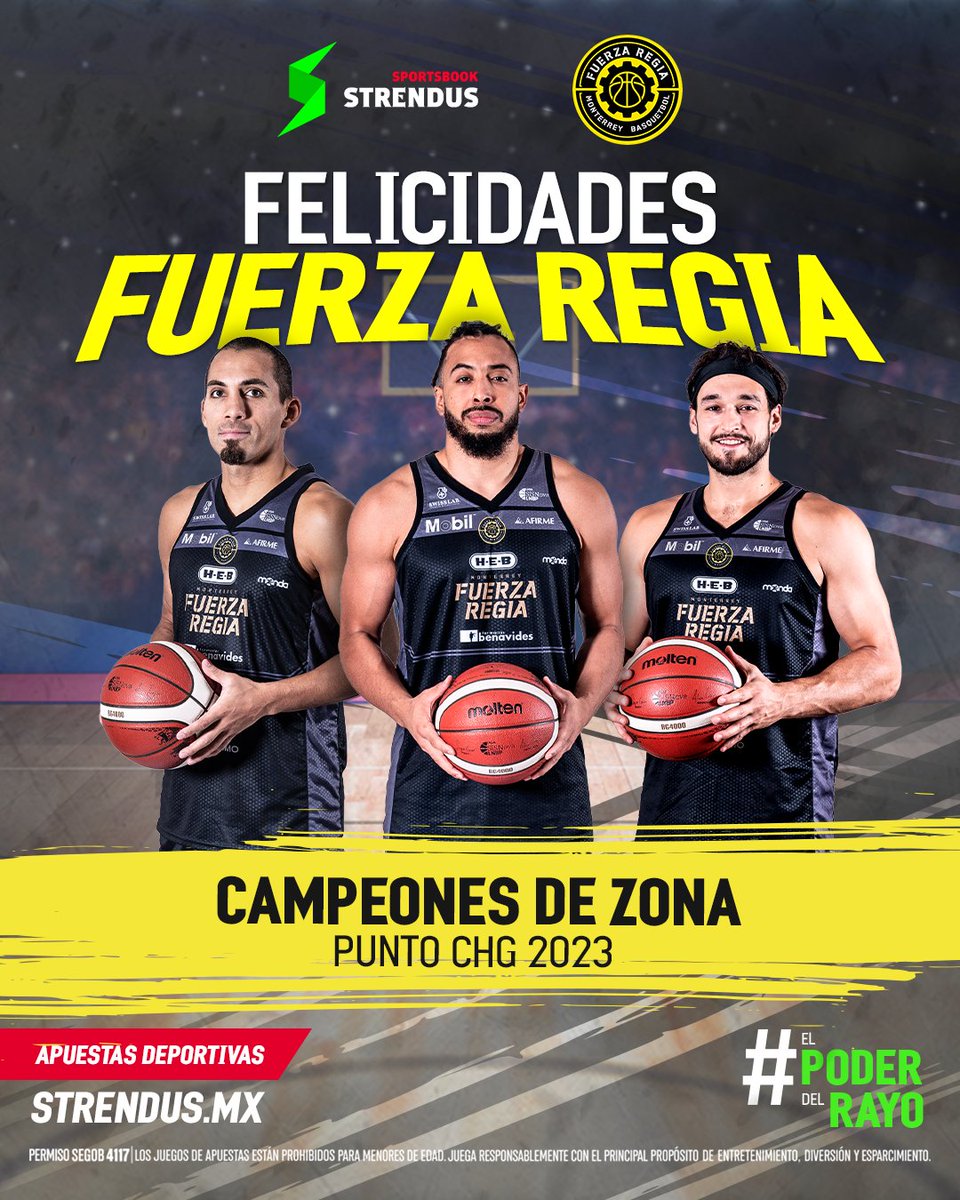 StrendusOficial's tweet photo. ¡Un título de zona más! 🏀 Felicidades a @Fuerza_Regia los monarcas de la Zona Punto CHG del baloncesto mexicano. ¡Que sigan los éxitos en la duela! 😎🏆#TodosSomosFuerza #ElPoderDelRayo https://t.co/nAP2b4V1SI