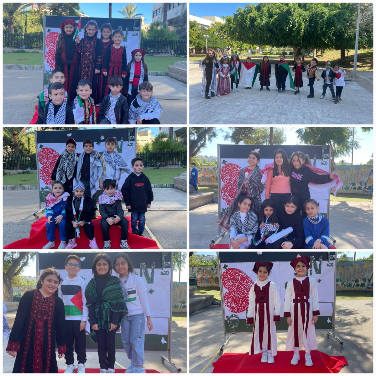 RHHS_Elementary's tweet photo. Celebrating Unity in Style: Elementary students capturing moments by the 'Palestine' bulletin board! #SolidarityDay @RHHS_Saida https://t.co/RSEjd8OPcs