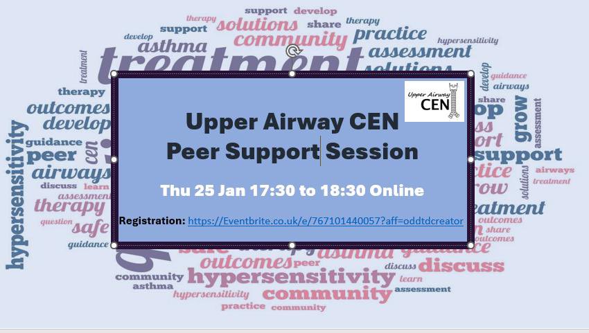 👀 peer support session for SLTs interested in upper airway conditions supported by the CEN committee. Bring cases, bring questions and join other SLTs wanting to discuss issues related to managing upper airway conditions. Places limited - register here: eventbrite.co.uk/e/upper-airway…