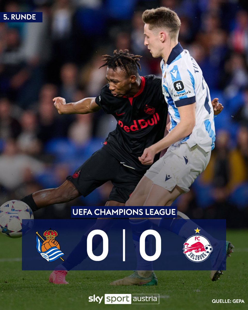 SkySportAustria's tweet photo. Erkämpftes Remis: @RedBullSalzburg holt ein Remis gegen @RealSociedad!
Mehr dazu: https://t.co/bZAVno8iE4
#SkyCL #RSOSAL #Salzburg #Sociedad #UCL https://t.co/0uGKX3ryQi