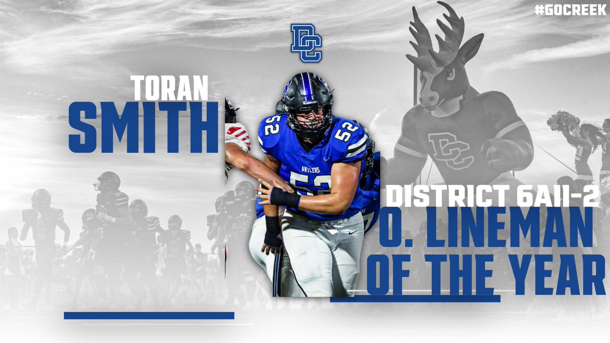 🏈Awards🏈 Toran Smith is the District Offensive Lineman of the Year! #GOCREEK