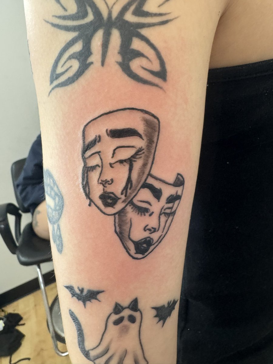 Had these twin tattoos with the cry now laugh later and angelic numbers 8  done at asylumtattooknoxville #crynowlaughlater #angelicnumbers #script  #scripttattoo #tattoo #tattoos #tattedfemales #lineworktattoo  #matchingtattoos, image size:900x1200