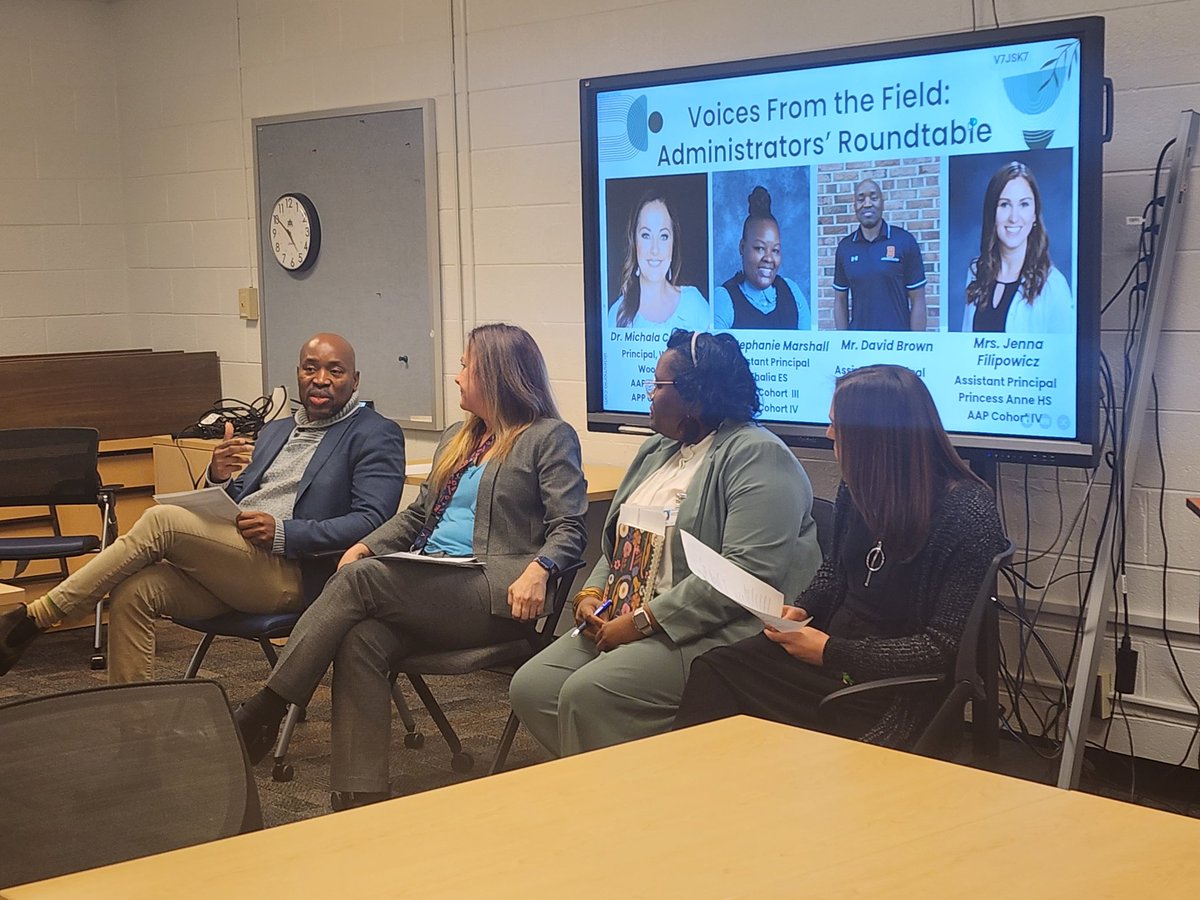 PGIVBCPS's tweet image. Thanks to our administrators for joining our Aspiring Administrators Cohort V to talk about how they leverage their strengths in their current roles! #LEADVB @iBrownDavid @CardwellTeachMe @smars0194 and @Je_filip