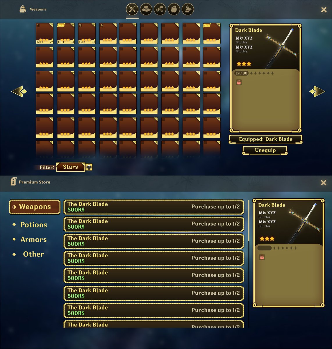Vall_Sama's tweet image. A portion of some UI&apos;s I made for @AmaMaybe  Genshin Impact X One Piece Style. 
#RobloxDev #RobloxArt #Roblox #LogoDesign #UI