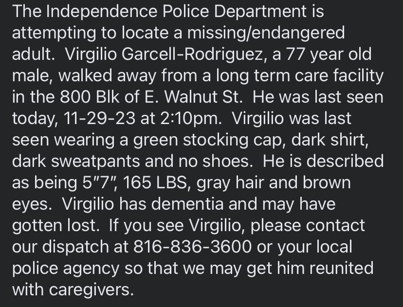 Independence, MO Police Department tweet media