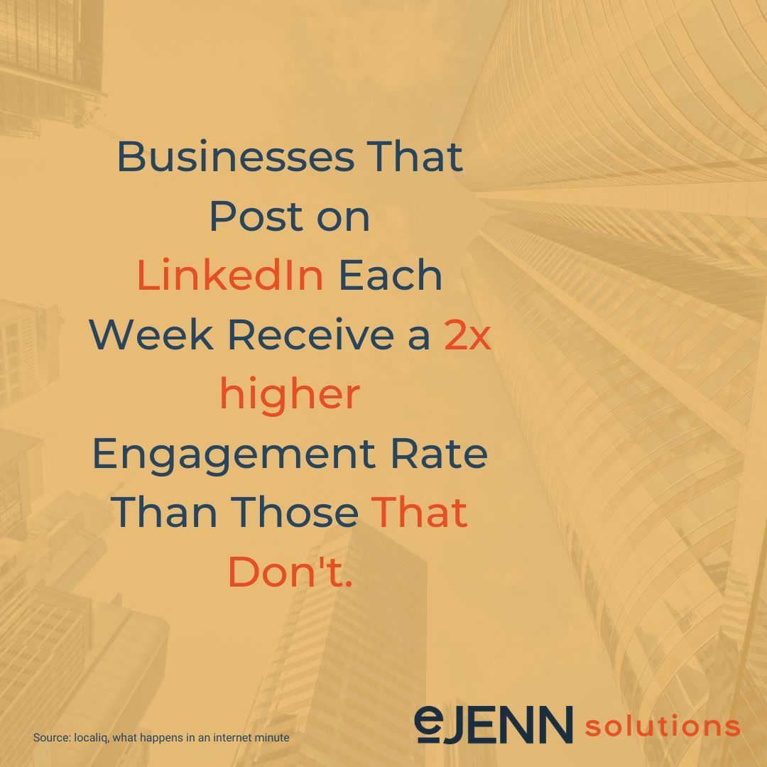 Double your engagement by posting weekly on LinkedIn! 🌟📈
Stay ahead in the game. 

#BusinessGrowth #LinkedInStrategy #EngagementMatters