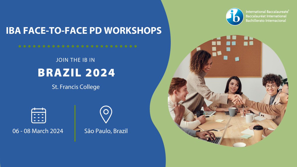 Embark on an educational journey with IB Professional Development (PD) in Brazil! 🌎 Kick off 2024 by joining the IB PD team in São Paulo this March for face-to-face workshops spanning all IB programmes. Register here: bit.ly/47xDYLg