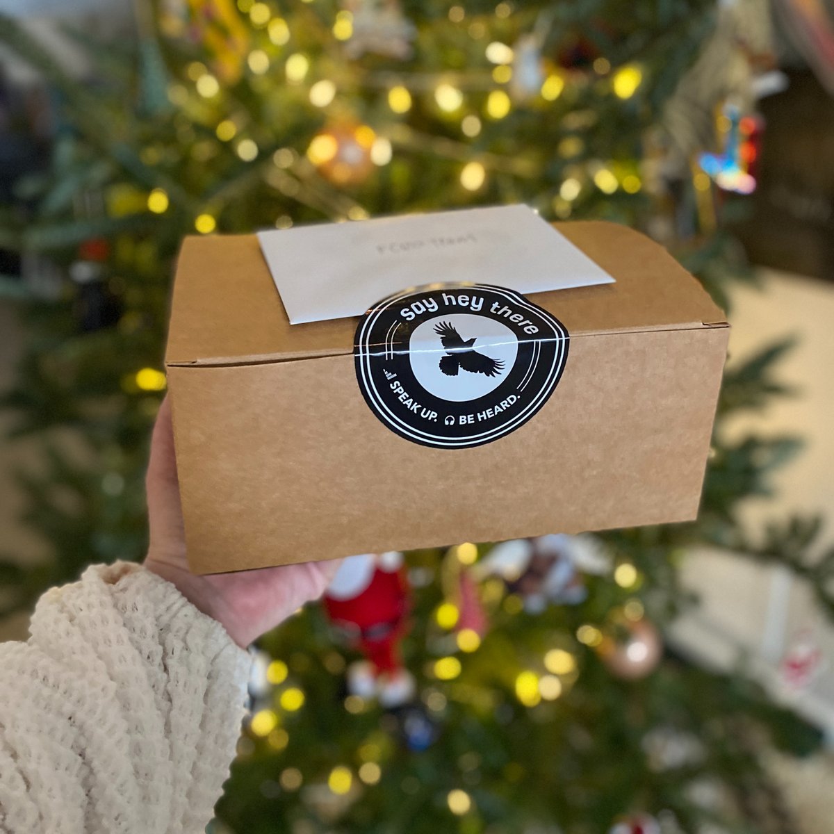 sayheythere's tweet photo. This time of year is one of my favorites: end-of-year giving campaigns, delivering brown paper packages with sweets &amp; swag inside, sending out thank you cards, and planning for the year ahead! 📝

Peep the David Bowie lightning bolt ornament in the background. ⚡️🌈 https://t.co/xChVbdwkY7