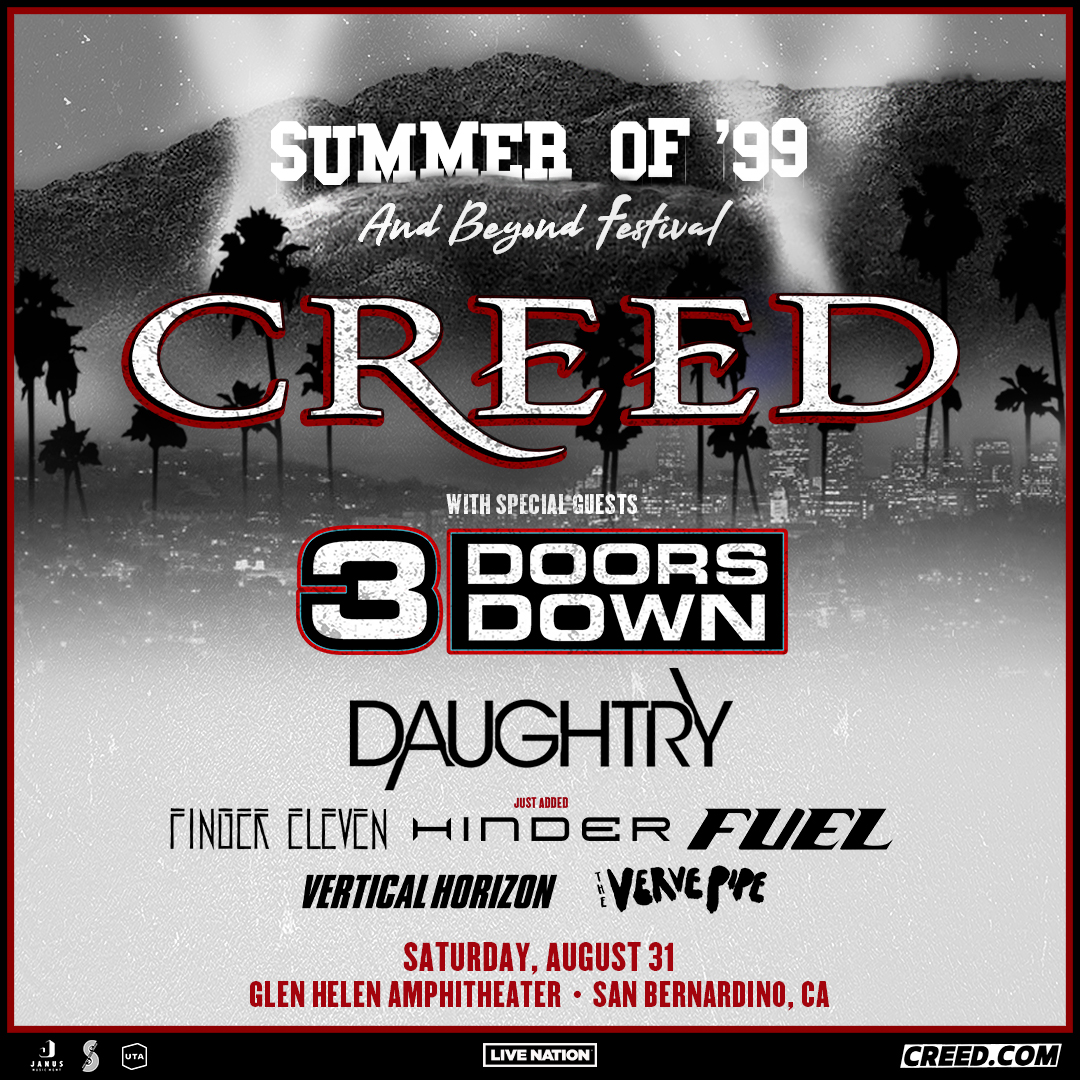 The Summer of ’99 And Beyond Festival with our brothers @Creed. August 31. See you there. 3doorsdown.com/events