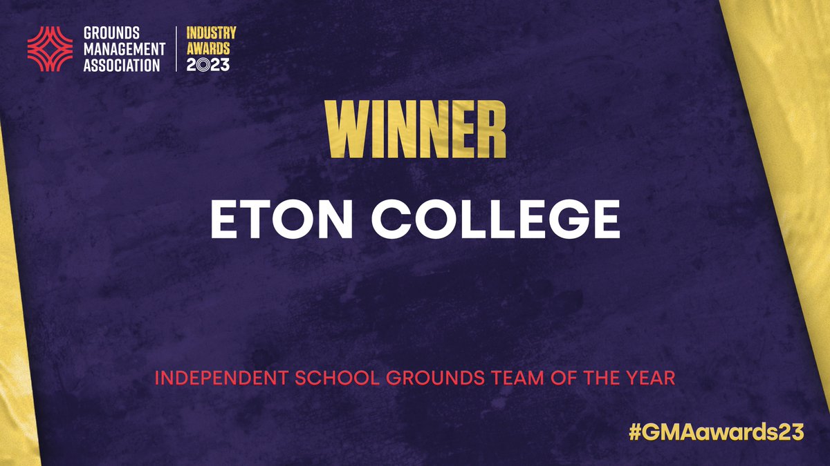 The winner of Independent School Grounds Team of the Year award, sponsored by @iseki_uk is... Eton College @eton_college 🌟 #GMAawards23