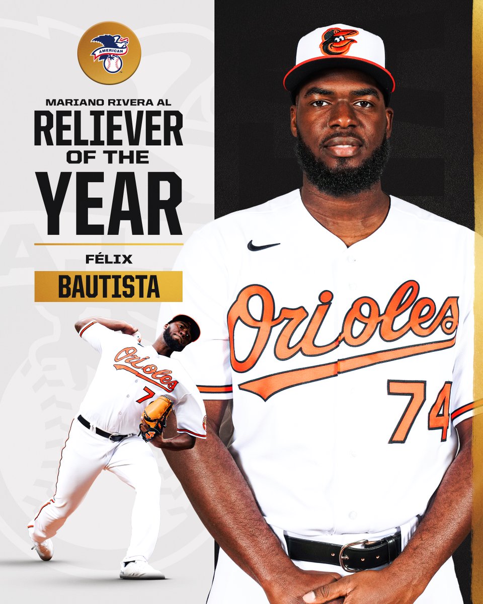 MLB's tweet photo. Félix Bautista is the 2023 Mariano Rivera American League Reliever of the Year! https://t.co/uR9zYzJxvQ
