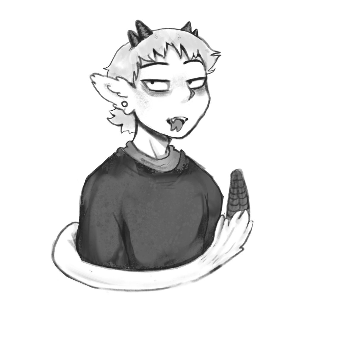 FeralKoekje's tweet photo. Birthday Sketch for da Sister
Character is Ashely Owens (character belongs to Xigrif on tumblr)
#originalcharacter #characterdesign #tail #horns #snakeguy https://t.co/7HZs2Cxwl1