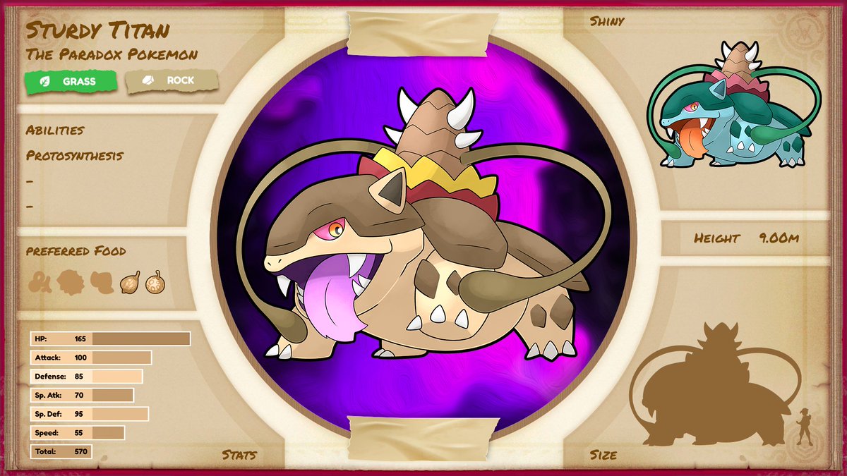 HappyGamerNick's tweet photo. Paradox Pokemon 003: Sturdy Titan has been registered in your Pokédex! ✨ #fakemon https://t.co/1dDU9lw0dV