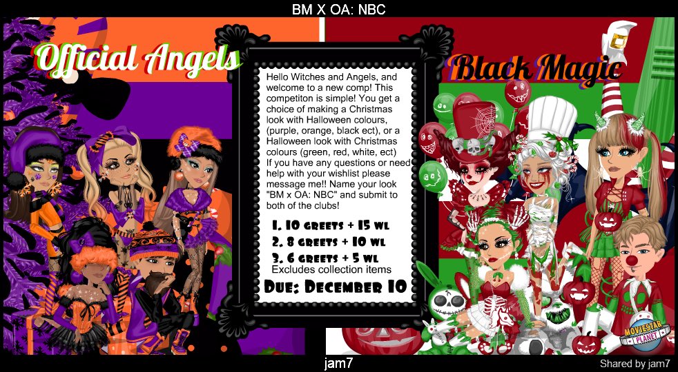 MSPBlackMagic's tweet photo. Hey Witches! Theres a new comp on CA: 
Nightmare Before Christmas! 

Christmas Look with Halloween colours
or
Halloween look with Christmas colours! If you have any questions or neef wishlist help message me! @AliciaaMSP https://t.co/2p0PUqqwCl