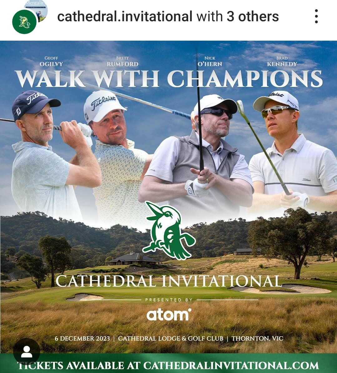 PatrickCrabb's tweet image. Cathedral Invitational- Cam Smith, Adam Scott, Mark Leishman PLUS multiple past champions, including the only man to beat Tiger🐅 in matchplay TWICE, the silky smooth Nick O'Hern, when he hits a wedge it lands like a butterfly 🦋with sore feet ! 🤓